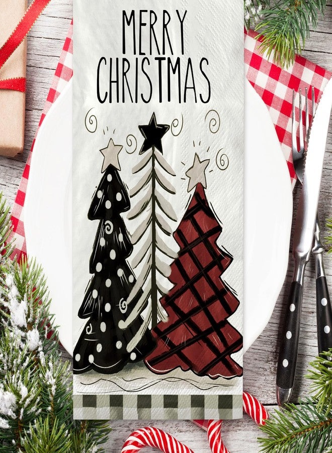 AnyDesign 100 Sheet Christmas Guest Napkins Christmas Tree Disposable Paper Towel Napkins Decorative Hand Napkin Towel for Bathroom Xmas Baby Bridal Shower Party Supplies Table Decor, 4.3 x 7.8 Inch - Image 3